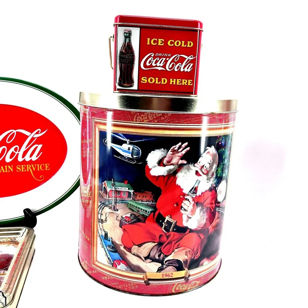 Vintage Coca Cola Collectible Tin Lot Santa Polar Bear Vending Machine 6pc Set